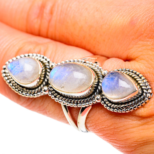 Rainbow Moonstone Rings handcrafted by Ana Silver Co - RING82530