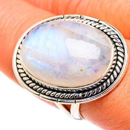 Rainbow Moonstone Rings handcrafted by Ana Silver Co - RING82531