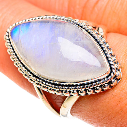 Rainbow Moonstone Rings handcrafted by Ana Silver Co - RING82532