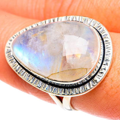 Rainbow Moonstone Rings handcrafted by Ana Silver Co - RING82558