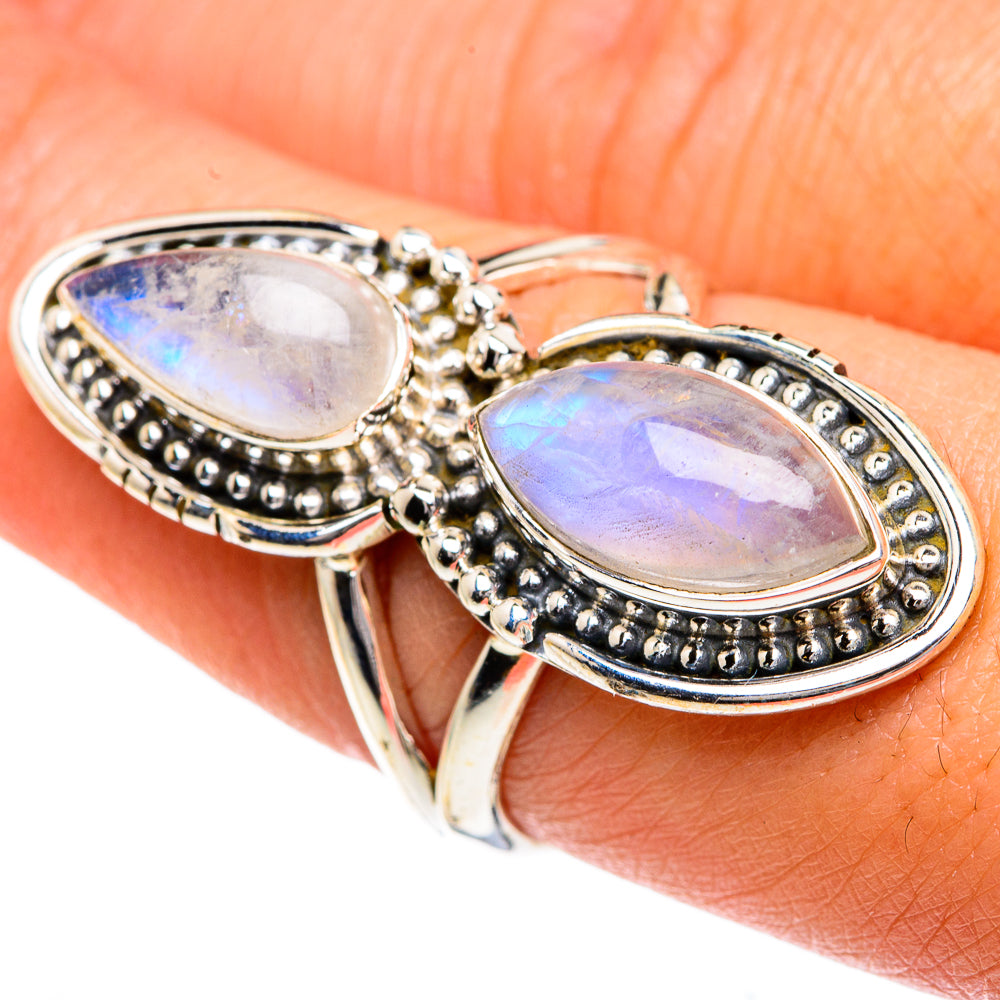 Rainbow Moonstone Rings handcrafted by Ana Silver Co - RING82559