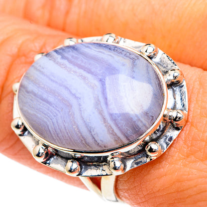 Blue Lace Agate Rings handcrafted by Ana Silver Co - RING82561