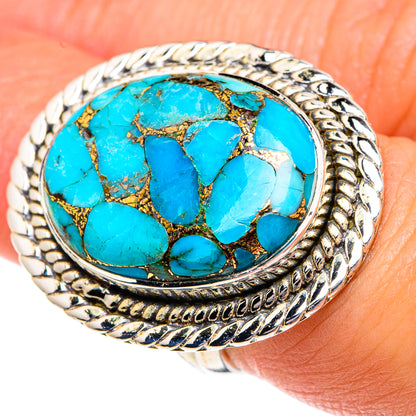 Blue Copper Composite Turquoise Rings handcrafted by Ana Silver Co - RING82567