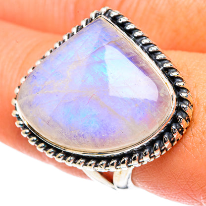 Rainbow Moonstone Rings handcrafted by Ana Silver Co - RING82599
