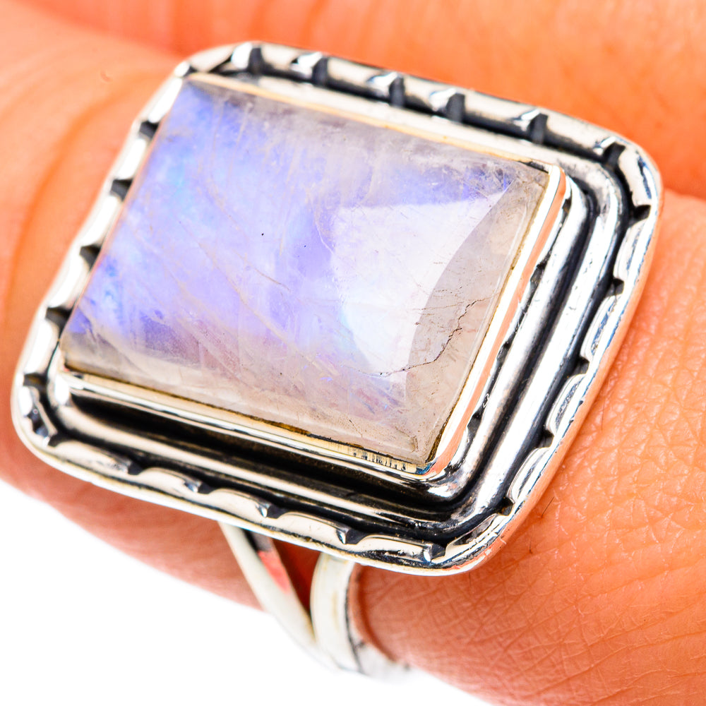 Rainbow Moonstone Rings handcrafted by Ana Silver Co - RING82601