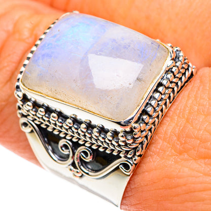 Rainbow Moonstone Rings handcrafted by Ana Silver Co - RING82602