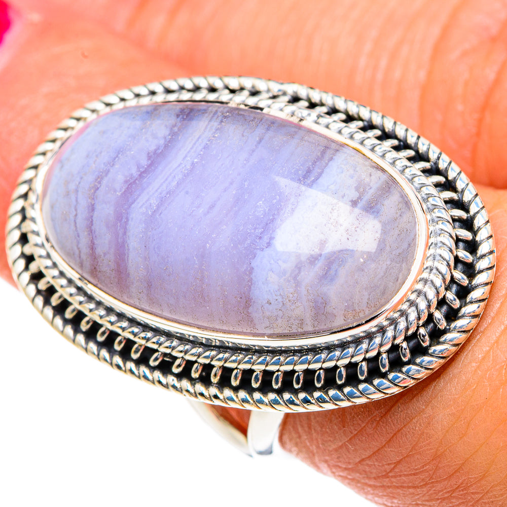 Blue Lace Agate Rings handcrafted by Ana Silver Co - RING82603