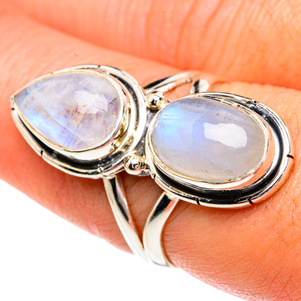 Rainbow Moonstone Rings handcrafted by Ana Silver Co - RING82629