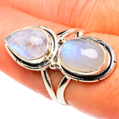 Rainbow Moonstone Rings handcrafted by Ana Silver Co - RING82629