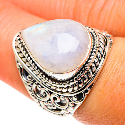 Rainbow Moonstone Rings handcrafted by Ana Silver Co - RING82630