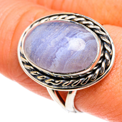 Blue Lace Agate Rings handcrafted by Ana Silver Co - RING82631