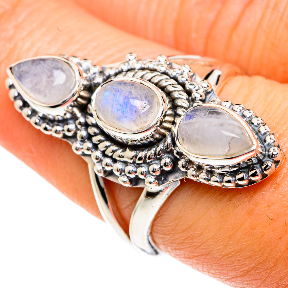 Rainbow Moonstone Rings handcrafted by Ana Silver Co - RING82659
