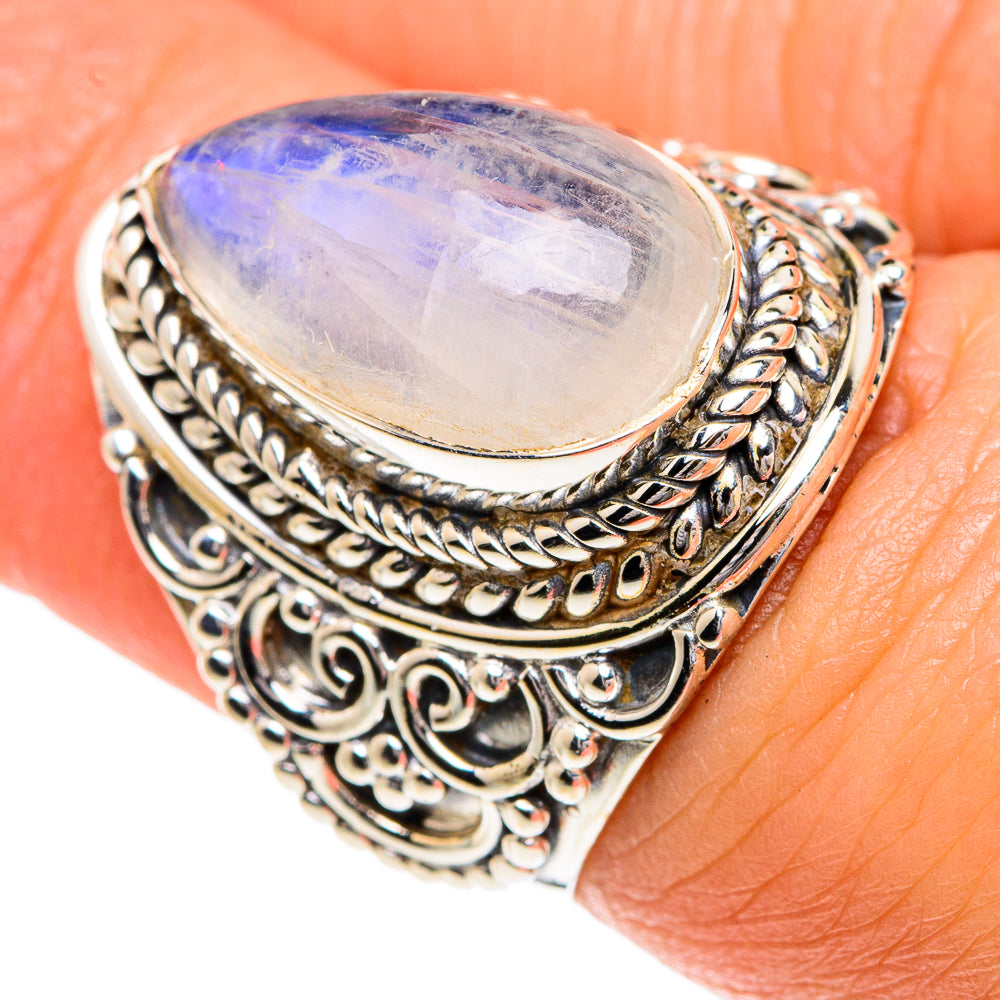 Rainbow Moosntone Rings handcrafted by Ana Silver Co - RING82661