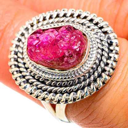 Pink Agate Druzy Rings handcrafted by Ana Silver Co - RING82685
