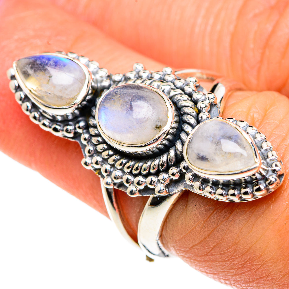 Rainbow Moonstone Rings handcrafted by Ana Silver Co - RING82690