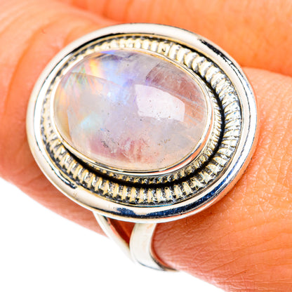Rainbow Moonstone Rings handcrafted by Ana Silver Co - RING82693