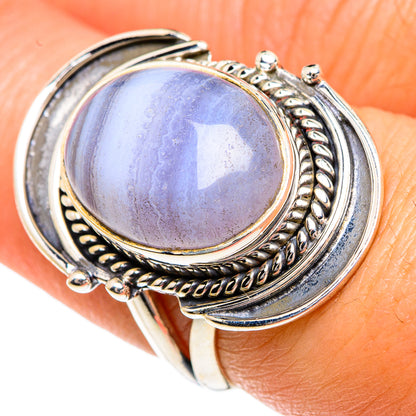 Blue Lace Agate Rings handcrafted by Ana Silver Co - RING82694