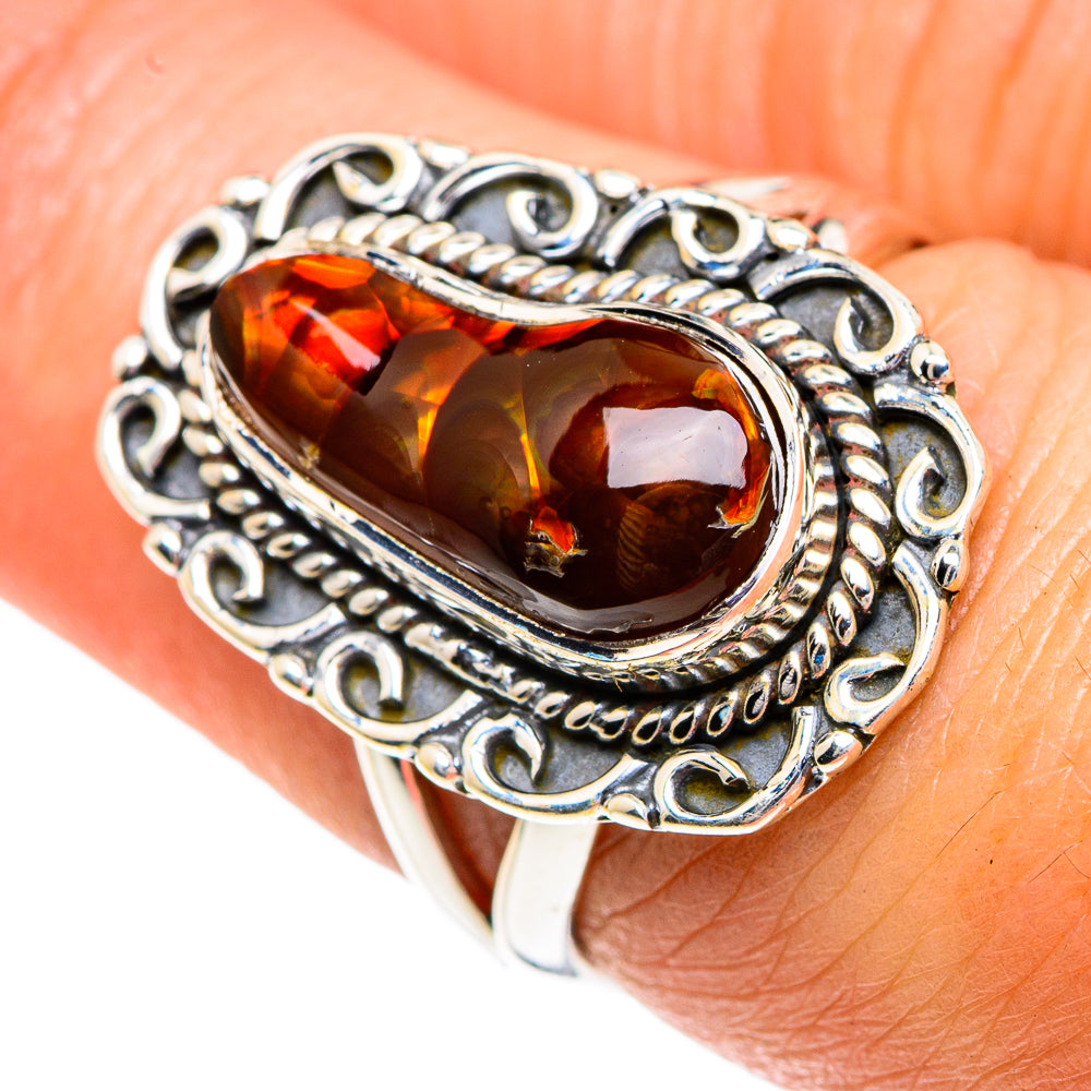 Mexican Fire Agate Rings handcrafted by Ana Silver Co - RING82711