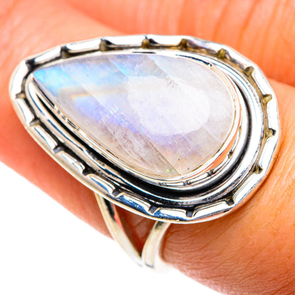 Rainbow Moonstone Rings handcrafted by Ana Silver Co - RING82723