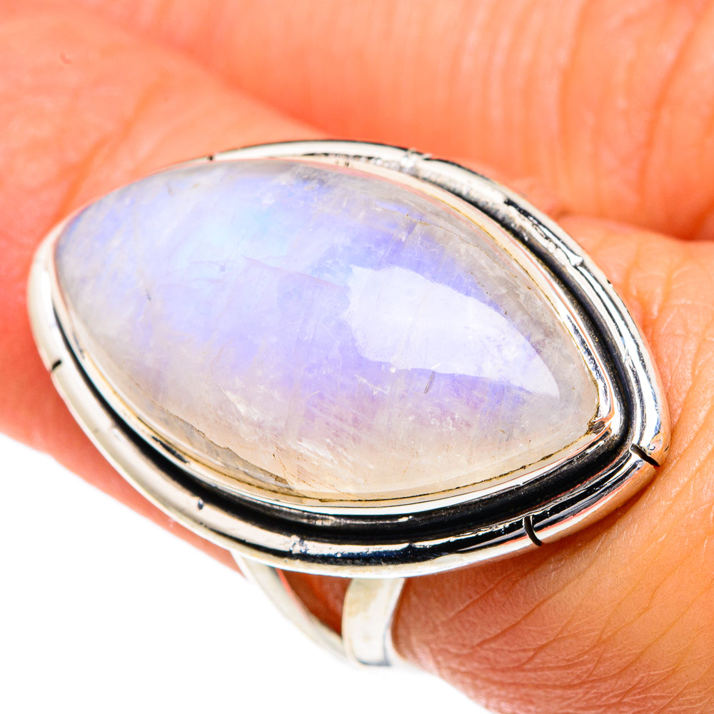Rainbow Moonstone Rings handcrafted by Ana Silver Co - RING82724