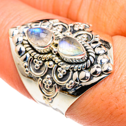Rainbow Moonstone Rings handcrafted by Ana Silver Co - RING82725