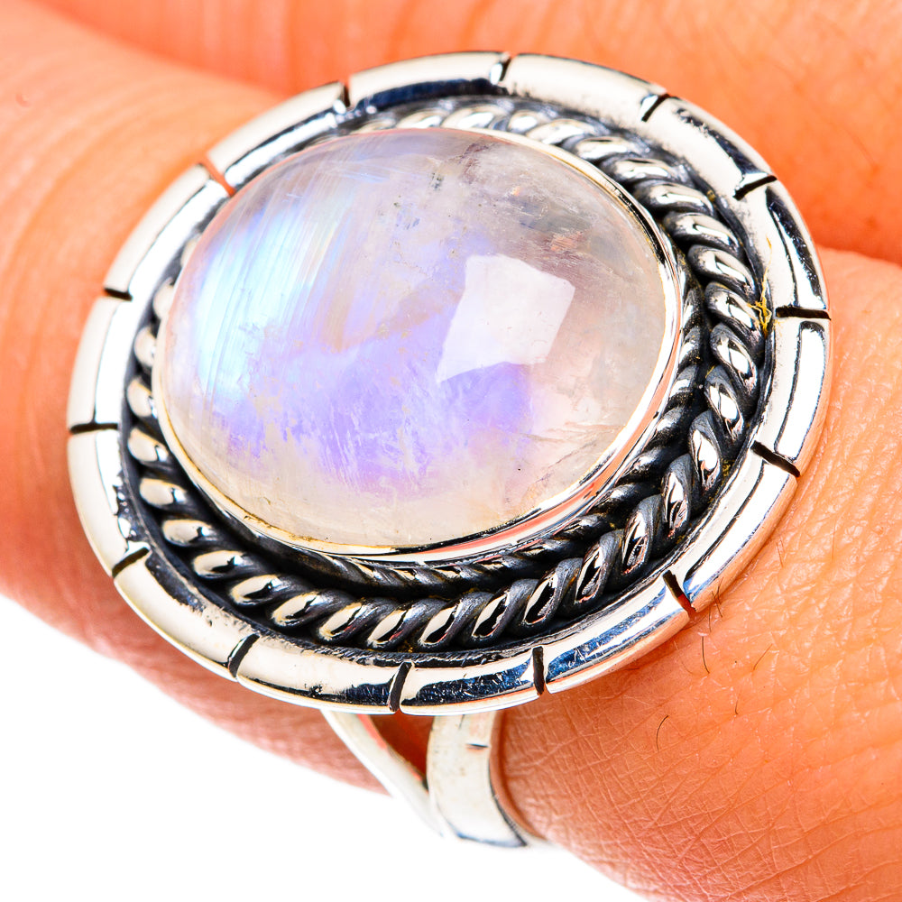 Rainbow Moonstone Rings handcrafted by Ana Silver Co - RING82750