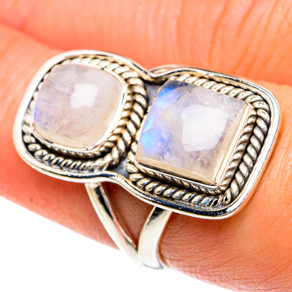 Rainbow Moonstone Rings handcrafted by Ana Silver Co - RING82751