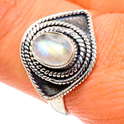 Rainbow Moonstone Rings handcrafted by Ana Silver Co - RING82754