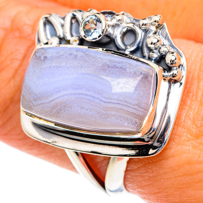 Blue Lace Agate Rings handcrafted by Ana Silver Co - RING82775