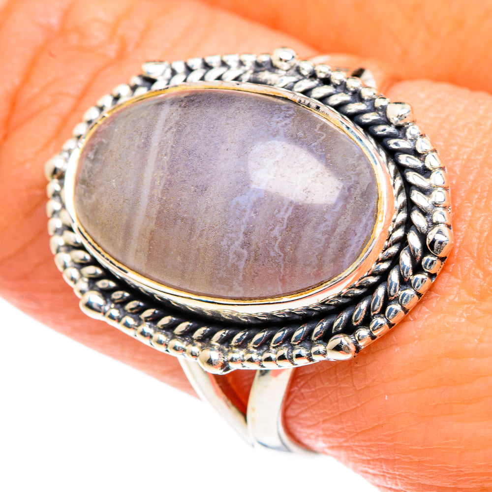 Blue Lace Agate Rings handcrafted by Ana Silver Co - RING82777
