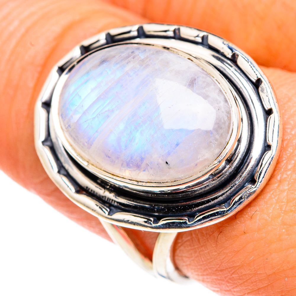 Rainbow Moonstone Rings handcrafted by Ana Silver Co - RING82778