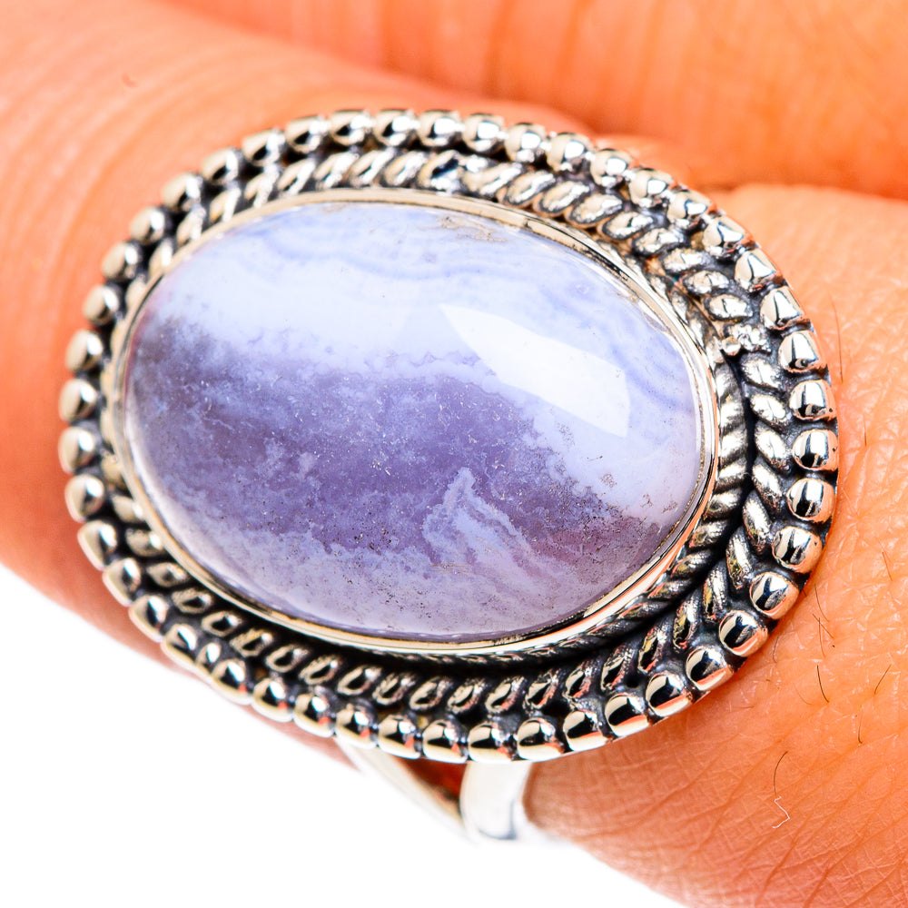 Blue Lace Agate Rings handcrafted by Ana Silver Co - RING82811