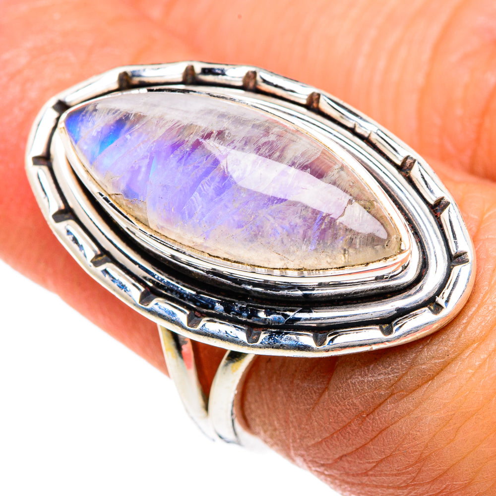Rainbow Moonstone Rings handcrafted by Ana Silver Co - RING82813
