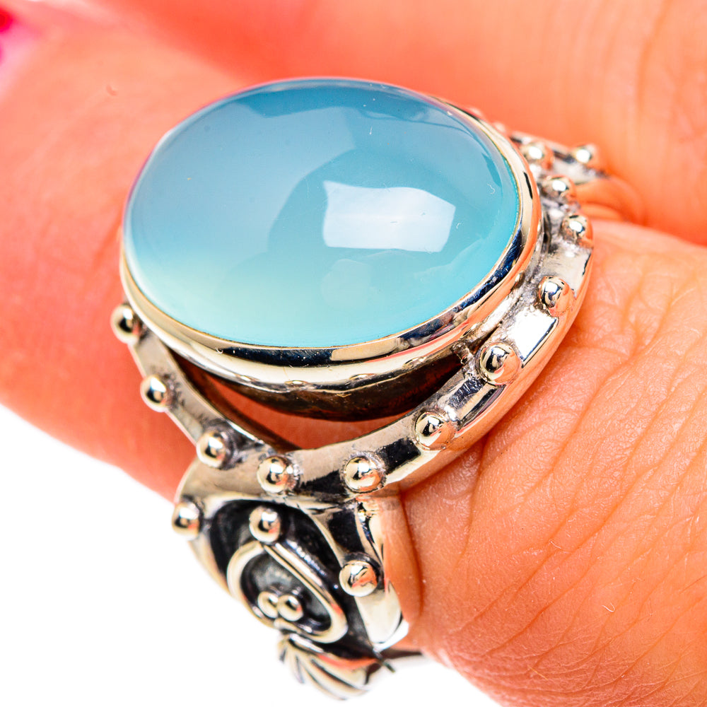 Aqua Chalcedony Rings handcrafted by Ana Silver Co - RING82821