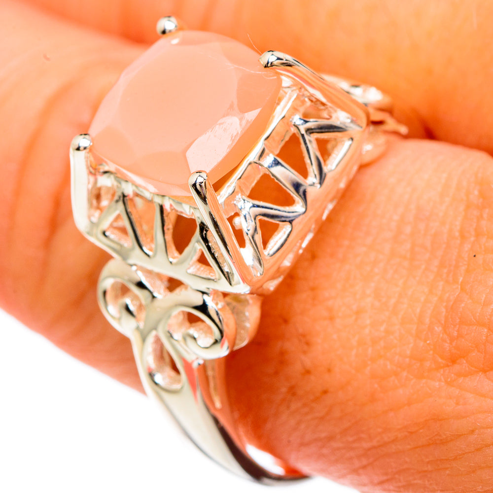 Peach Moonstone Rings handcrafted by Ana Silver Co - RING82827