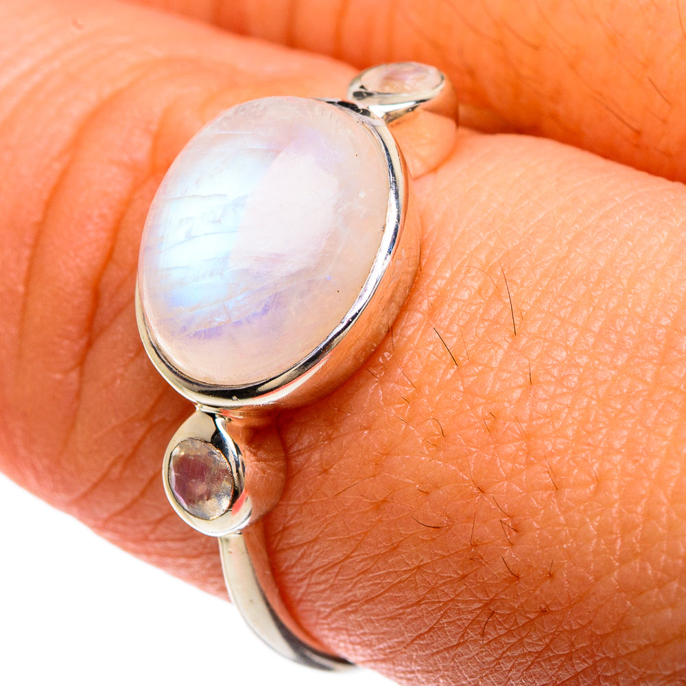 Rainbow Moonstone Rings handcrafted by Ana Silver Co - RING82836