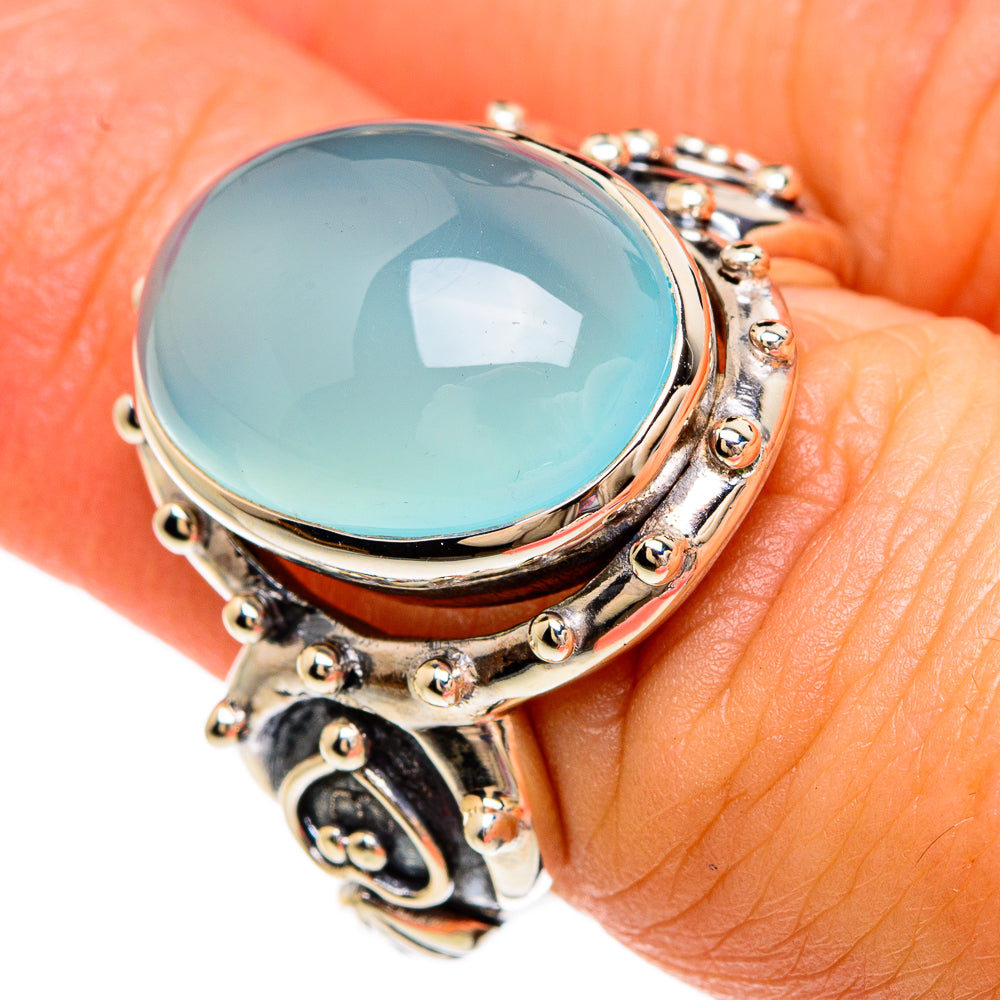 Aqua Chalcedony Rings handcrafted by Ana Silver Co - RING82867