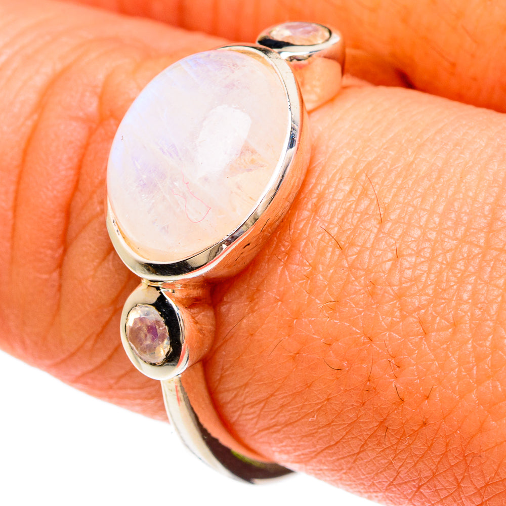 Rainbow Moonstone Rings handcrafted by Ana Silver Co - RING82888