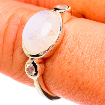 Rainbow Moonstone Rings handcrafted by Ana Silver Co - RING82888