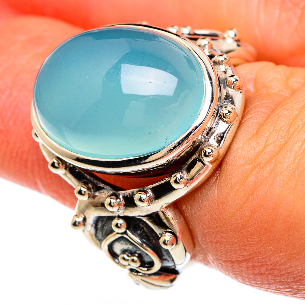 Aqua Chalcedony Rings handcrafted by Ana Silver Co - RING82900