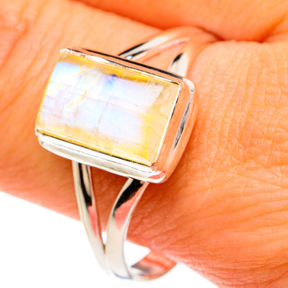 Rainbow Moonstone Rings handcrafted by Ana Silver Co - RING82911