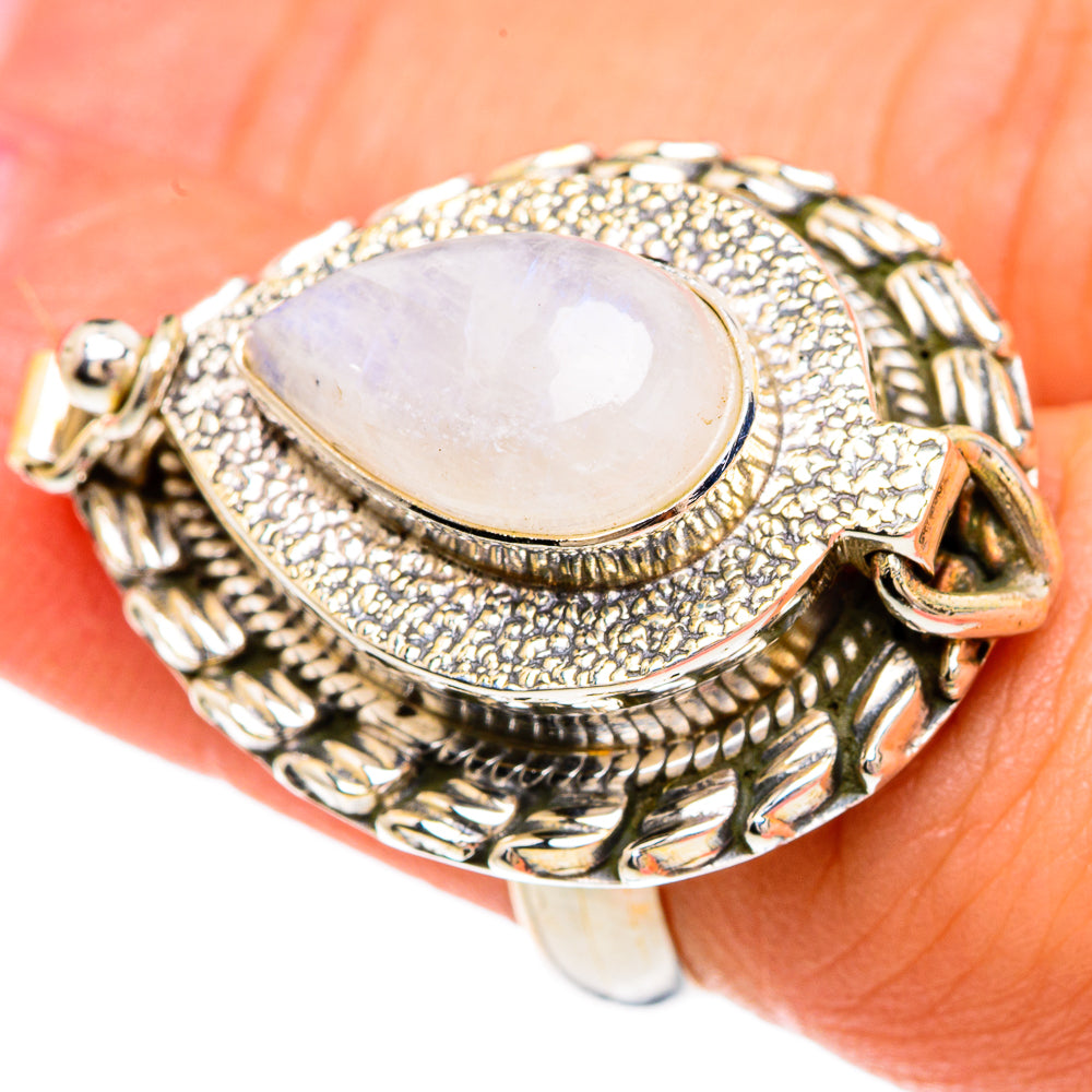 Rainbow Moonstone Rings handcrafted by Ana Silver Co - RING82923