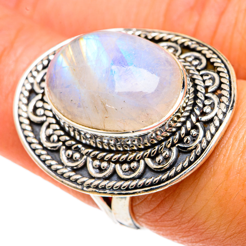 Rainbow Moonstone Rings handcrafted by Ana Silver Co - RING82925