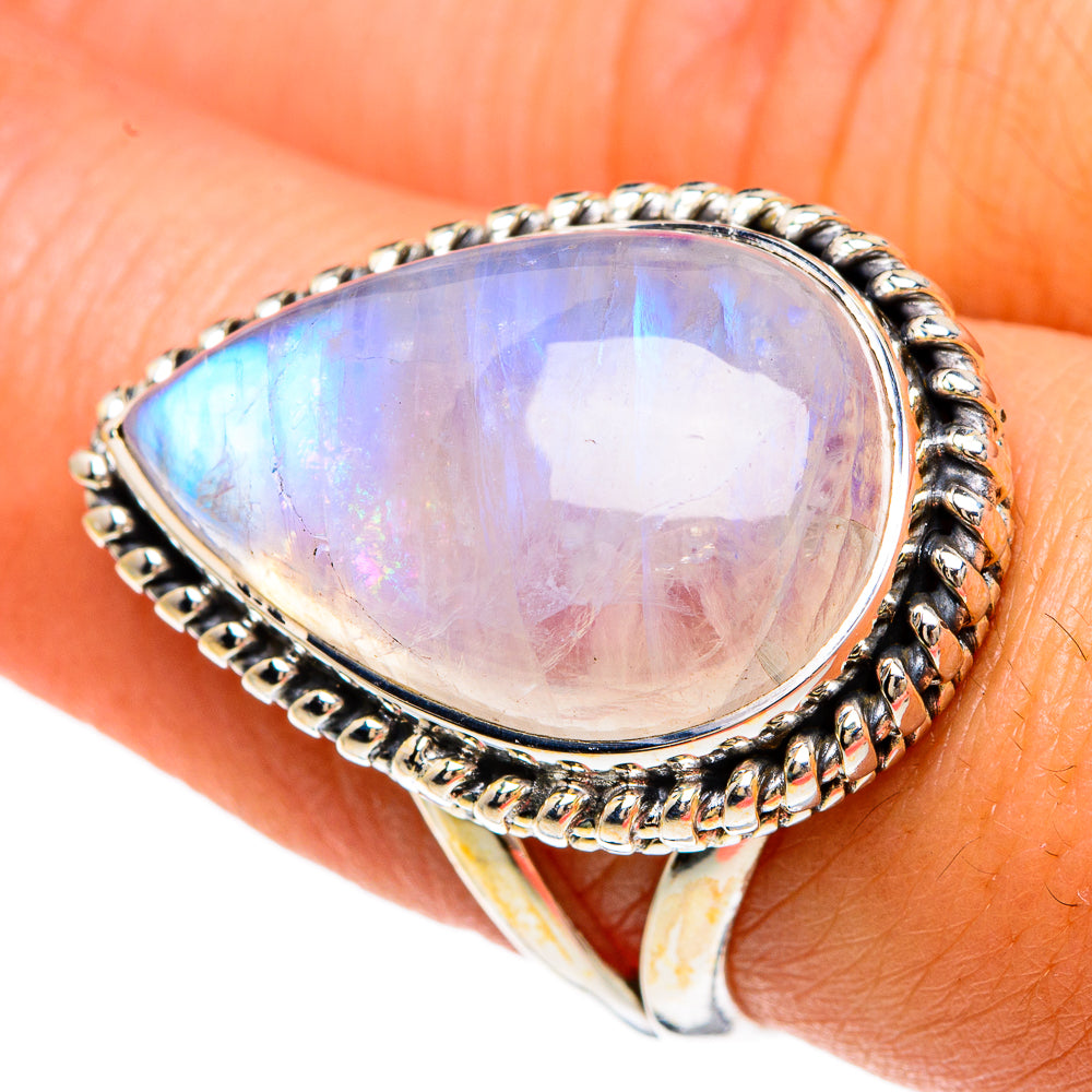 Rainbow Moonstone Rings handcrafted by Ana Silver Co - RING82926