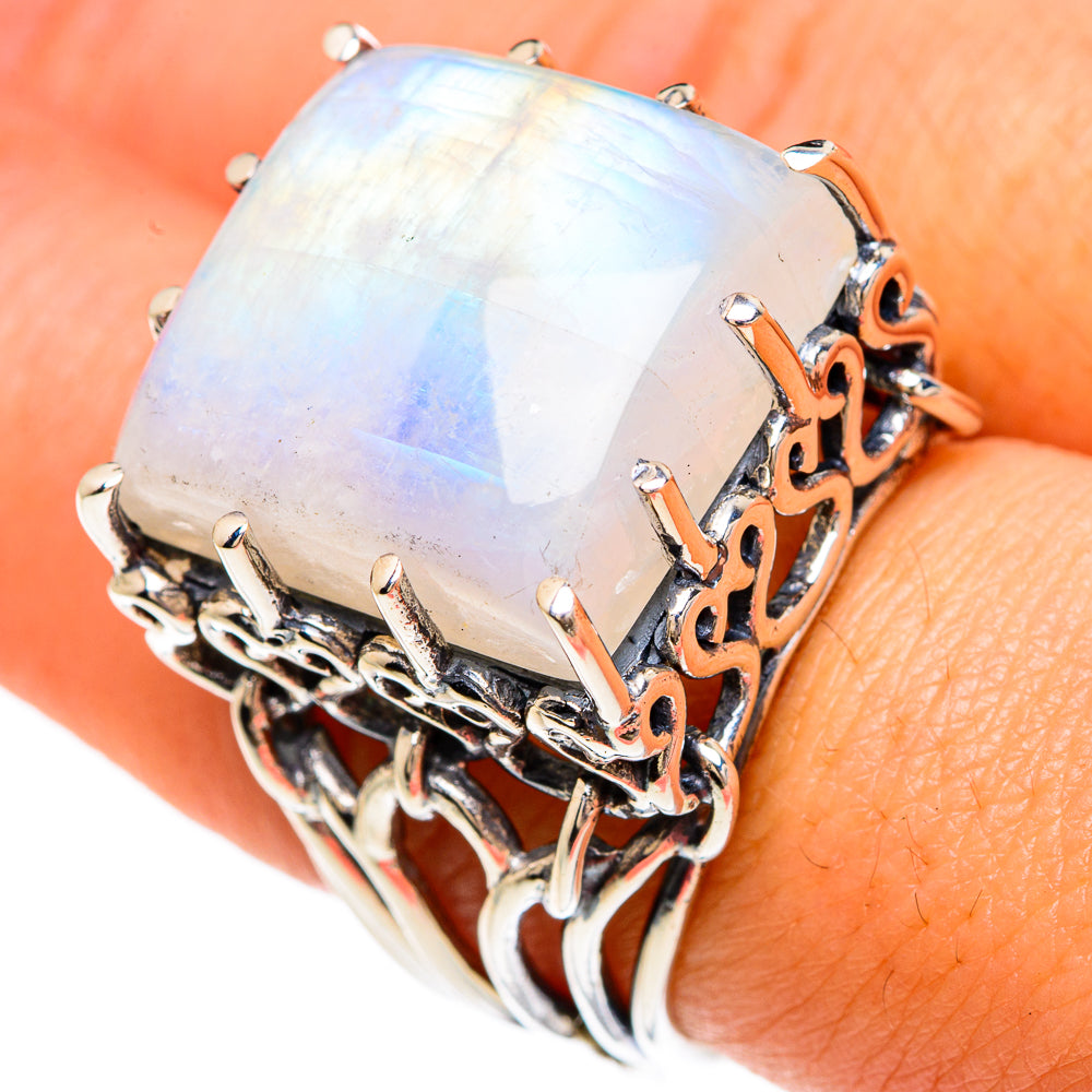 Rainbow Moonstone Rings handcrafted by Ana Silver Co - RING82927