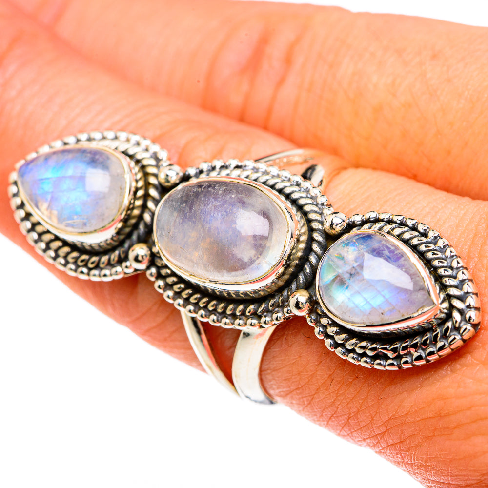Rainbow Moonstone Rings handcrafted by Ana Silver Co - RING82928