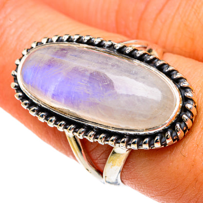 Rainbow Moonstone Rings handcrafted by Ana Silver Co - RING82929