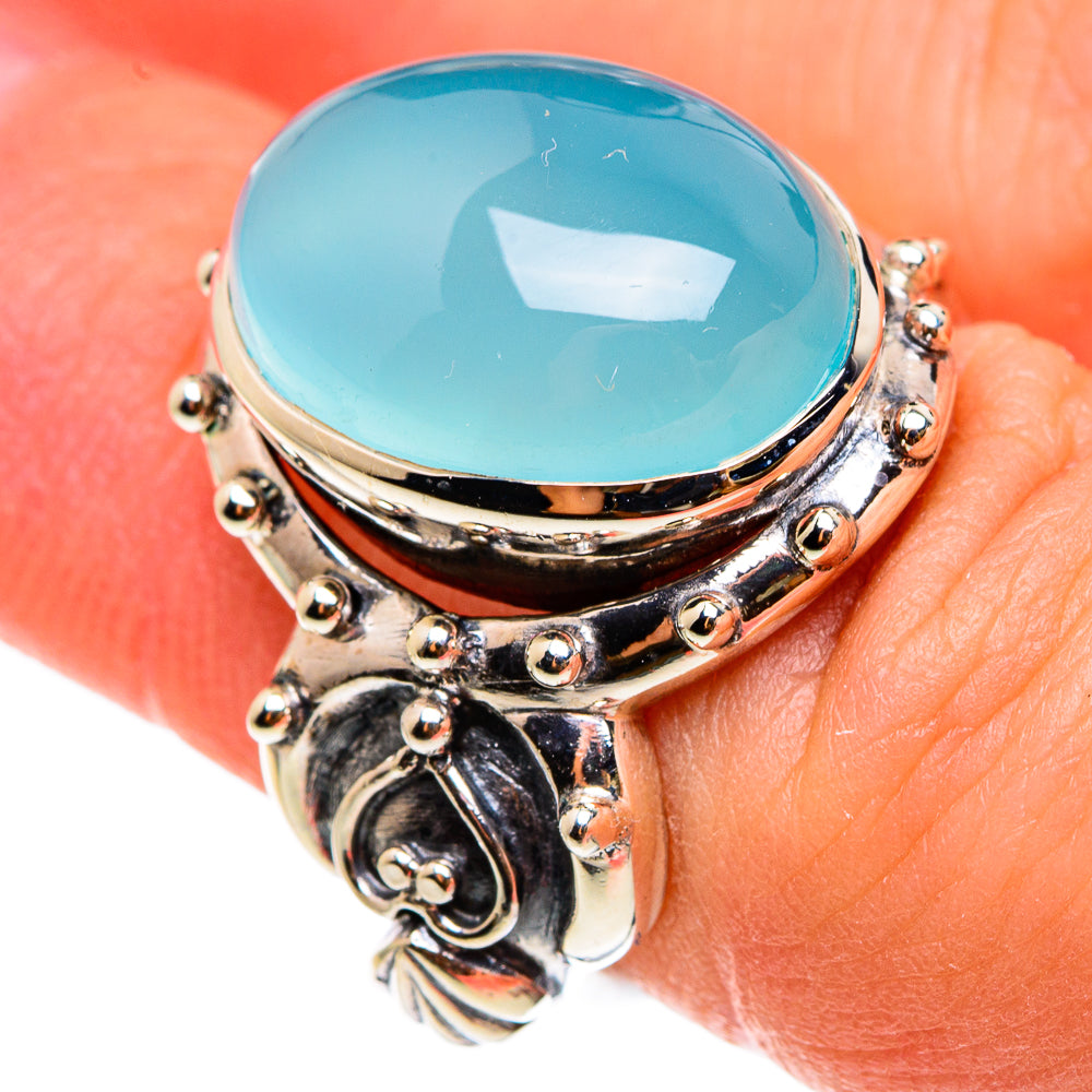 Aqua Chalcedony Rings handcrafted by Ana Silver Co - RING82966