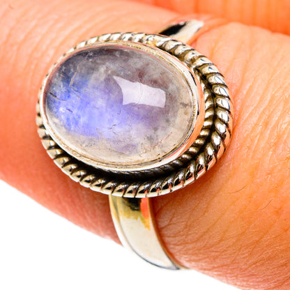 Rainbow Moonstone Rings handcrafted by Ana Silver Co - RING82991
