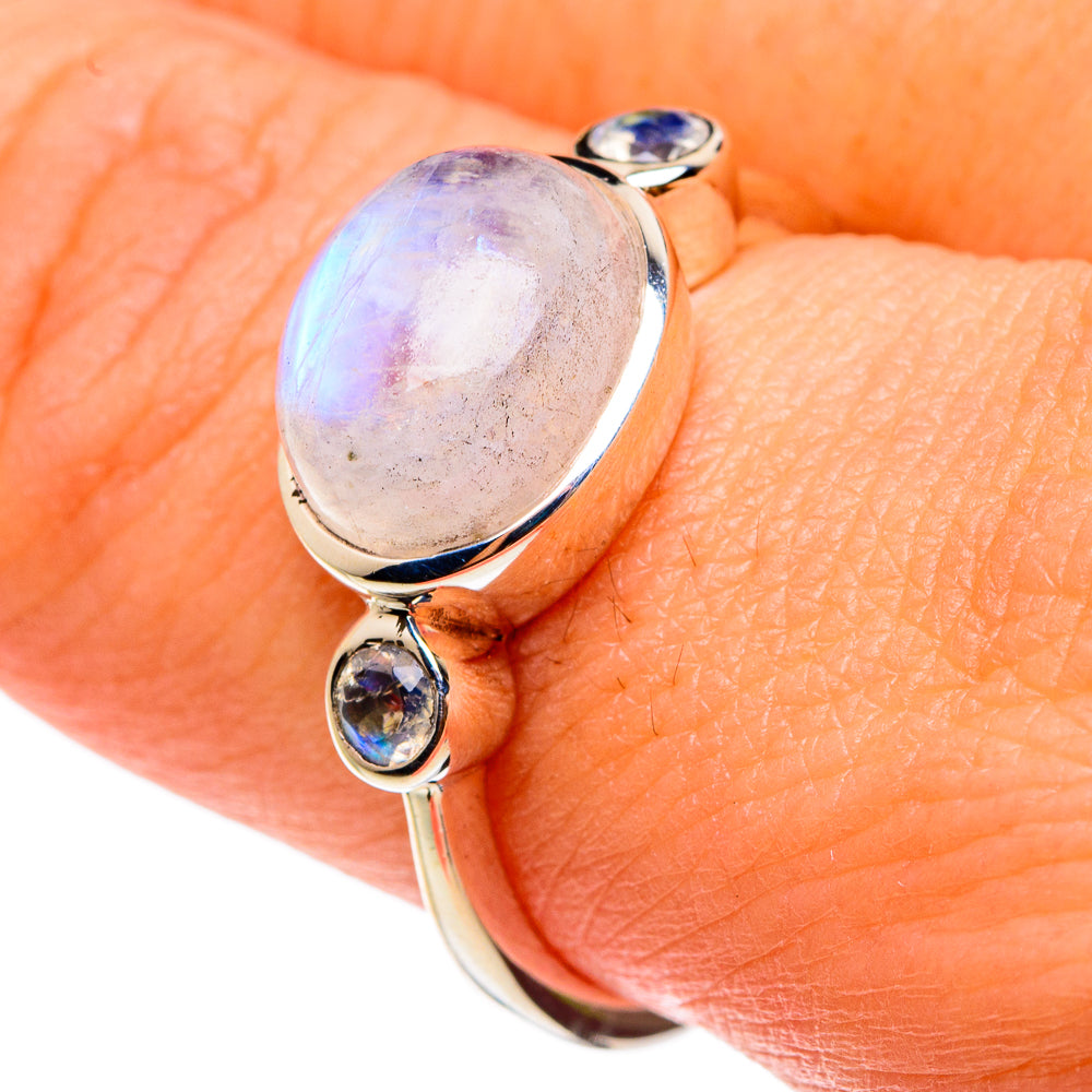 Rainbow Moonstone Rings handcrafted by Ana Silver Co - RING82992